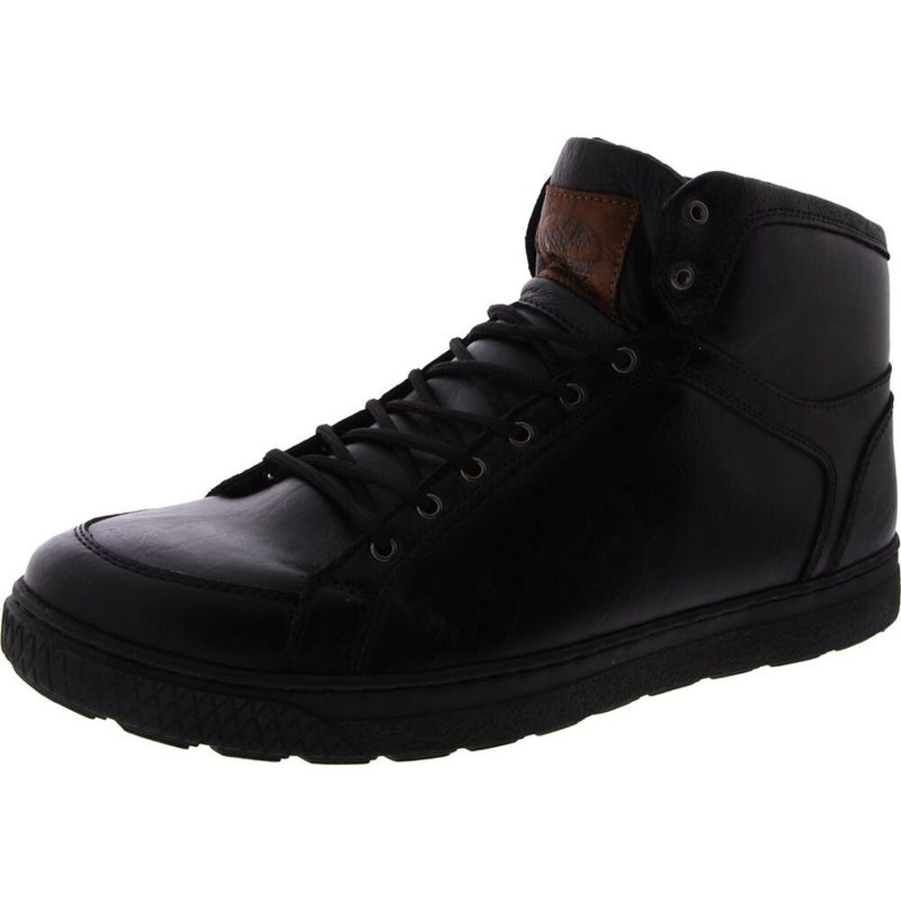 Sandro Mens M180 Black Faux Leather Lace-Up Casual And Fashion Sneakers NWT